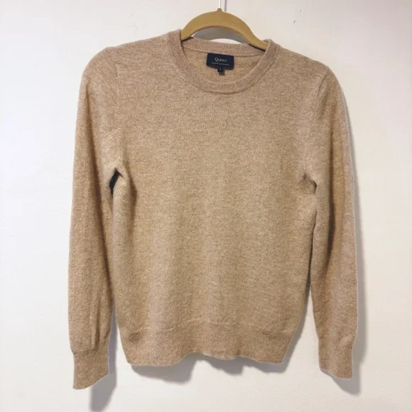 QUINCE Mongolian Cashmere Crewneck Sweater Oatmeal Size Small Women’s - Picture 1 of 9
